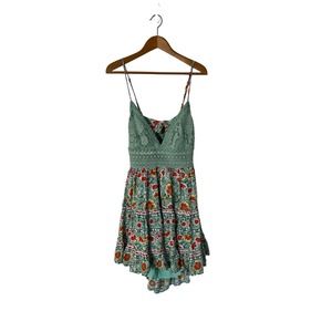 Southern Fried Chics SFC Multicolor Floral Sundress Lace Ruffle Open Back 2x New